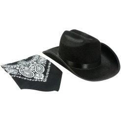 Black Cowboy Hat with Bandanna by Aeromax