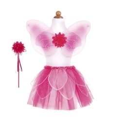 Pink Fancy Flutter Skirt Set with Wings Wand by Great Pretenders